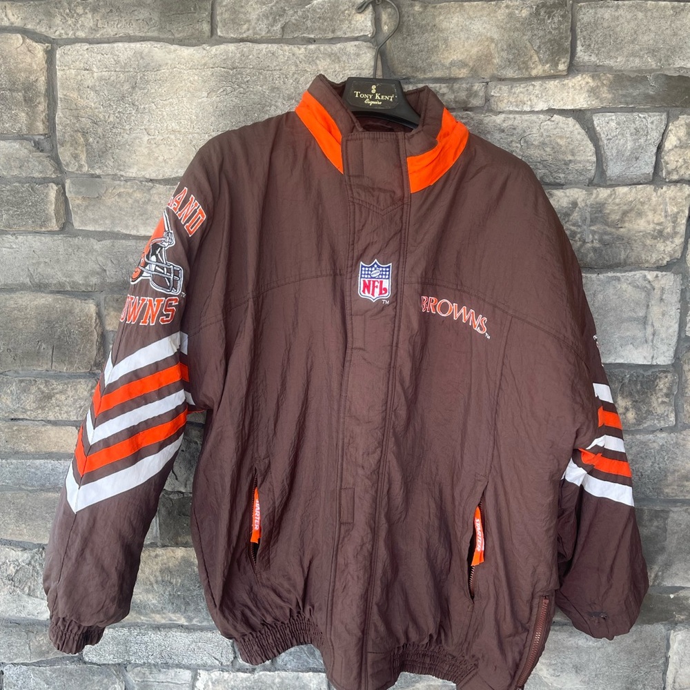 Vtg Cleveland Browns Starter Puffer Parka Football Jacket, Size Large. No Hood